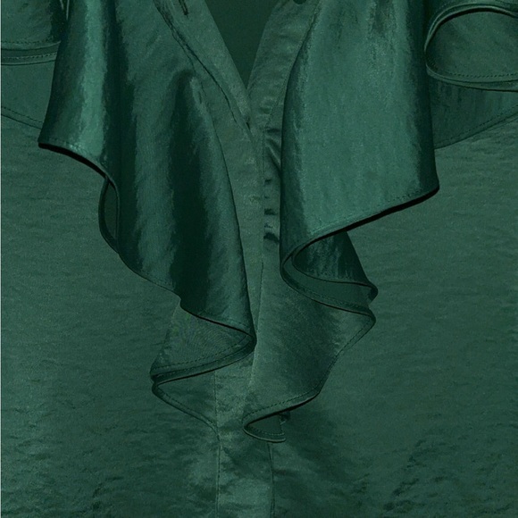 Zara Green Ruffled Bib Collar Blouse - Picture 4 of 4